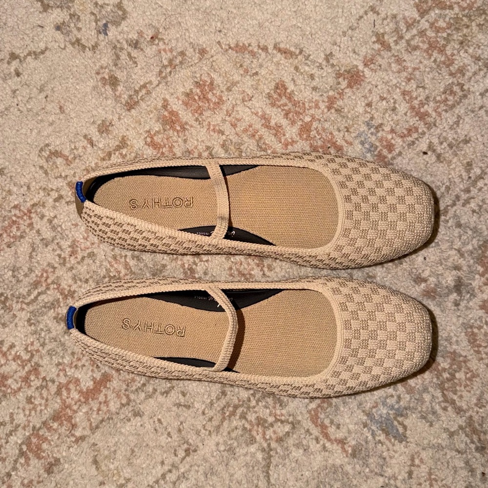 Rothy's Max Square Mary Jane Flats - Frappe Checkered - Picture 2 of 7